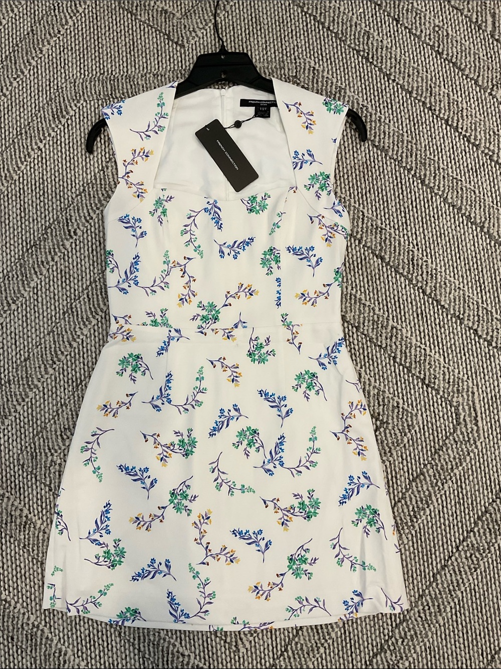 French Connection Floriana whisper mini dress white with Floral sprig Mini